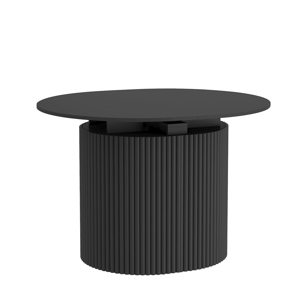 44 in-132 in Extendable Round Dining Table for 4-12, Long Large Expandable Kitchen Table with Fluted Base, Space