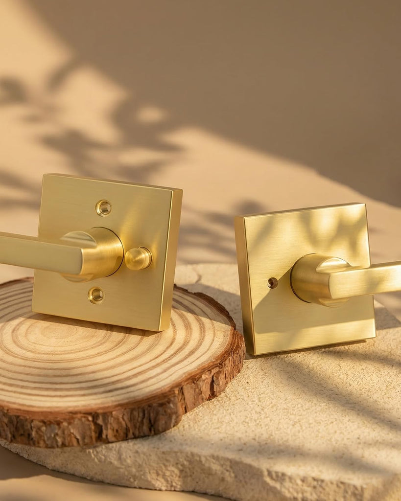 Brushed Gold Door Handles Interior, Privacy Door Handle 6 Pack