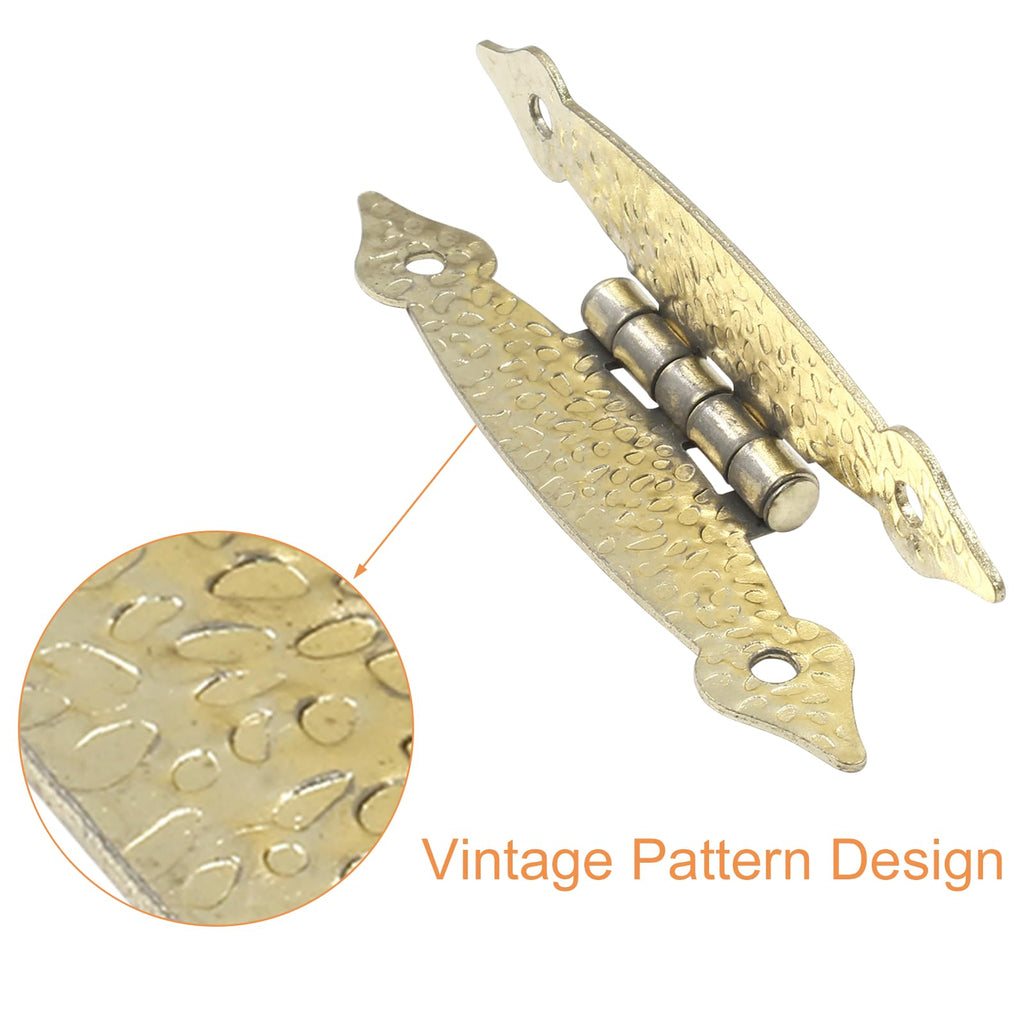 12 Pcs H-Shape Cabinet Hinges, Gold Hammercraft Flat Flush Mount