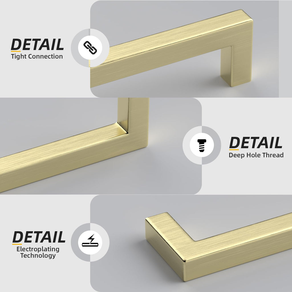 25 Pack 3-3/4" CC Brushed Gold Cabinet Pulls Drawer Handles