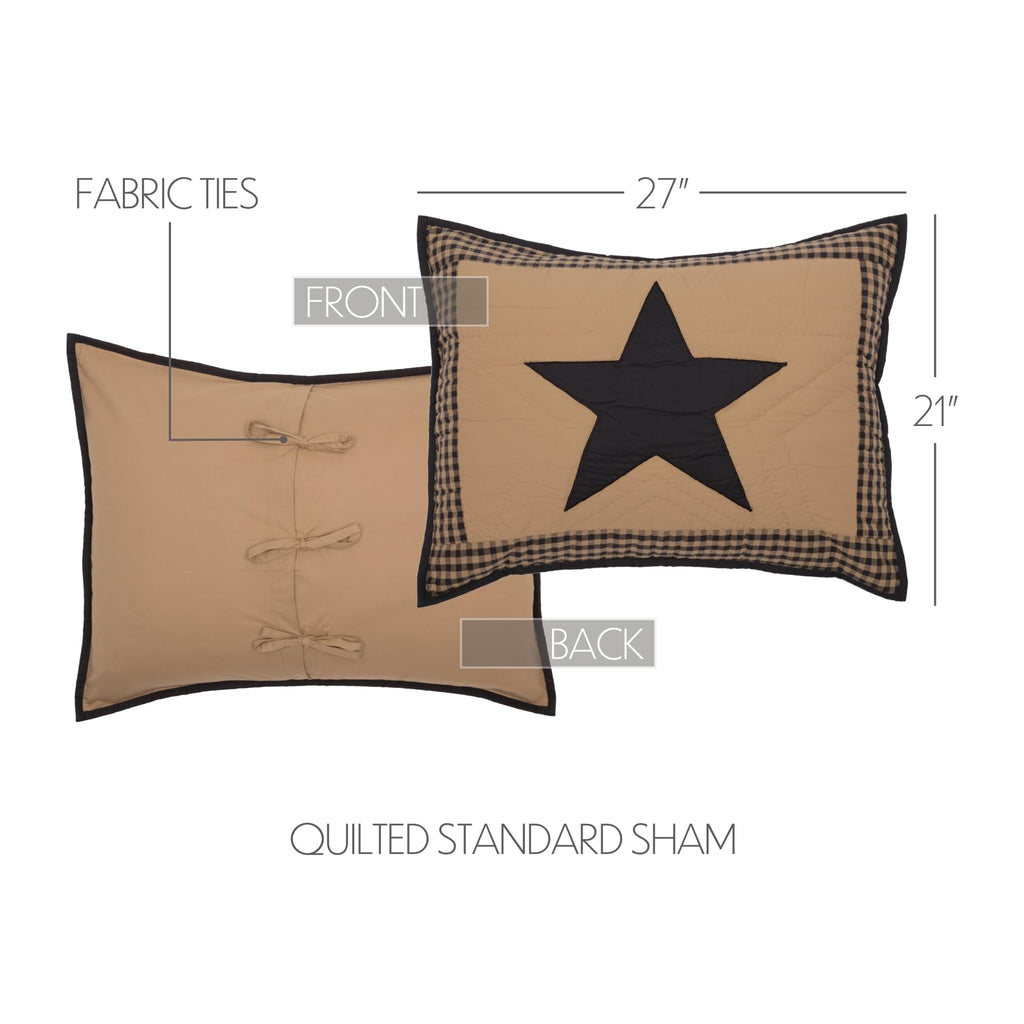 Black Check Star 8 Piece Quilt Set (1 Quilt, 2 Standard Shams, 2 Standard Pillowcase, 2 Euro Shams, 1 Bed