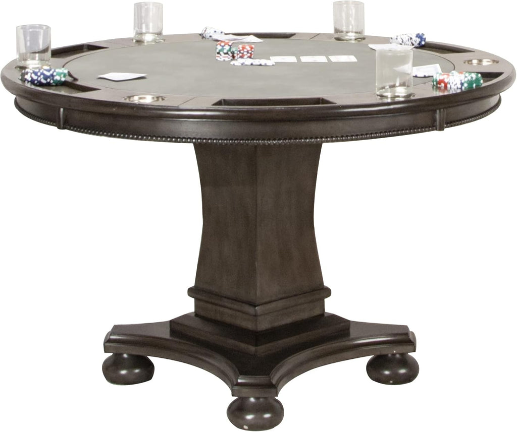 Dining and Poker Table, 2 in 1 Game, Gray/Black/Off-white