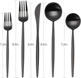 Matte Black Silverware Set, 30-Piece Stainless Steel Satin Finish Flatware Service for 6, Kitchen Utensils