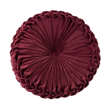Round Pillows Velvet Pleated Circle Pillow Floor Pillows Burgundy