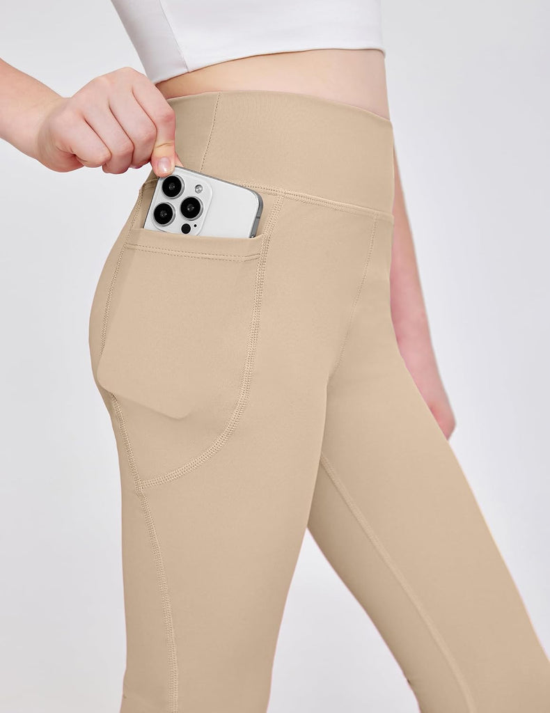 Girls Athletic Leggings Kids High Waist Yoga Pants with Pockets