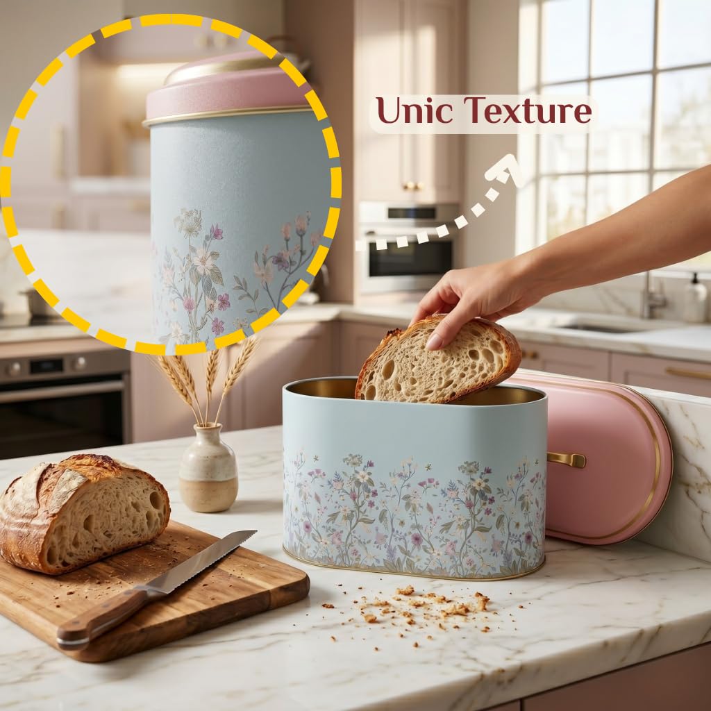 7 Pcs Bread Box Set Countertop and Canisters Sets for the Kitchen Ideal for Bread Basket Sugar Container Coffee
