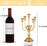 Candelabra Gold Candle Holders - 5 Arm 11.8" Wedding Candlestick Holder for Theme Party Table Centrepiece Decor