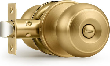 Champagne Bronze Door Knobs Bathroom, Interior Door Knob with Round Ball, Champagne Privacy Door Knob, 1 Pack