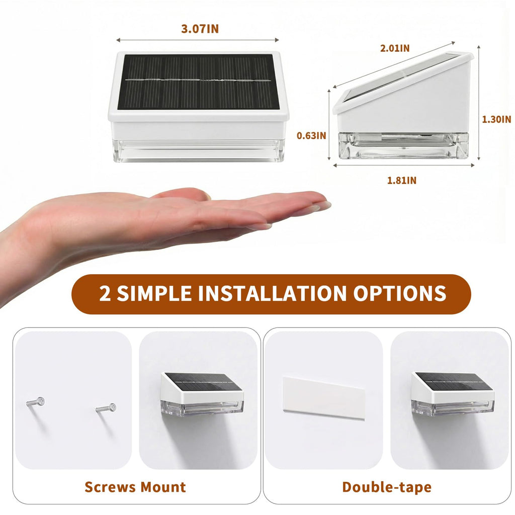 Solar Fence Lights 16 Pack, Outdoor Solar Lights with 3 Color Temperatures, IP65 Waterproof Wide-Angle LED Lighting