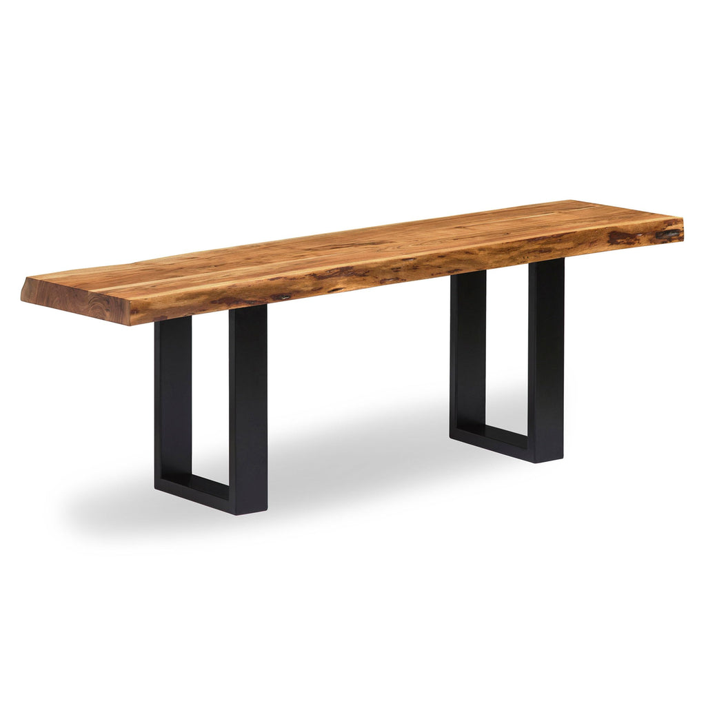 Alpine Live Edge Solid Wood Rustic Entryway Bench, Natural, 48"