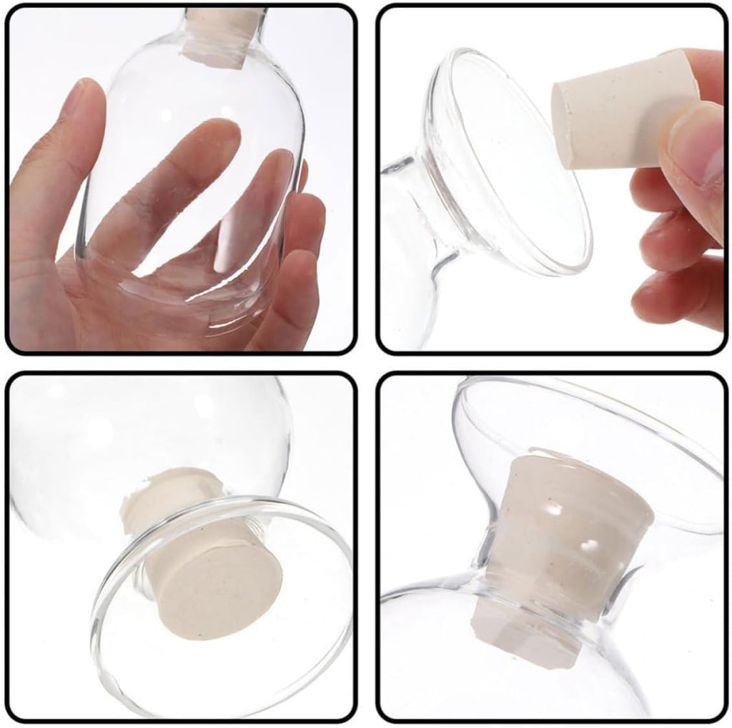 Glass Match Holder Storage Bottles with Lid Design Decorative Match Cloche Jars Easy to Carry and Multiple Uses - Set of 3