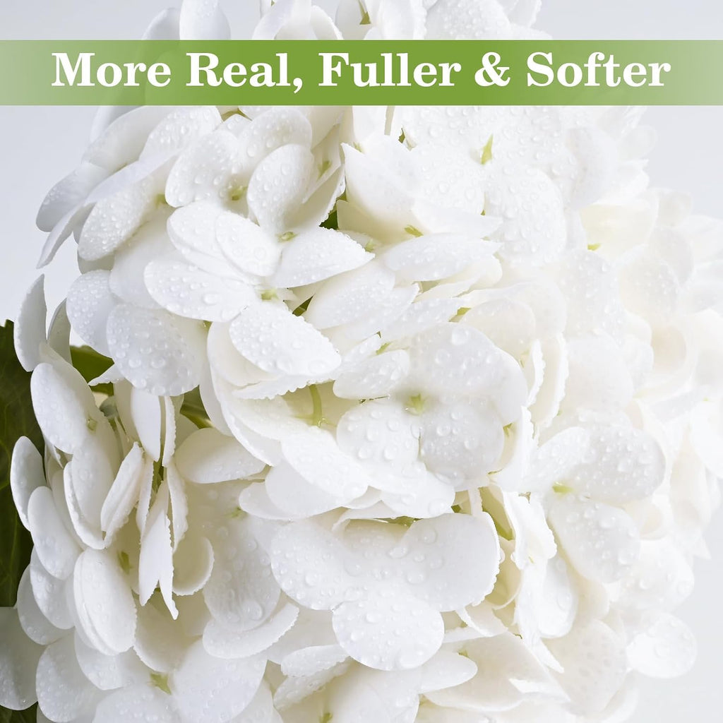 4Pcs Real Touch Hydrangea Artificial Flowers, 22.5'' White Full Latex Faux Hydrangea Flowers Floral Arrangements