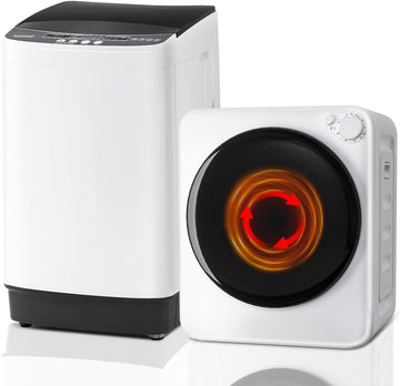 Portable Washer and Dryer Combo Set, 17Lbs Full-Automatic Washing Machine and 1.8 Cu.Ft Portable Clothes Dryer