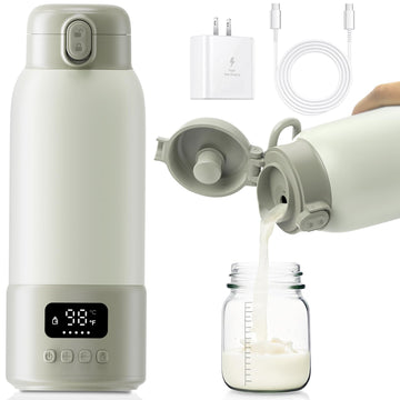 Portable Bottle Warmer, 17oz Large Capacity Milk Warmer for Baby, Fast Heating for Breast Milk & Formula & Water