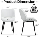Modern Upholstered Dining Chairs Set of 2 Accent Dinner Chair with Pu Faux Leather and Middle Curved Back for Kitchen