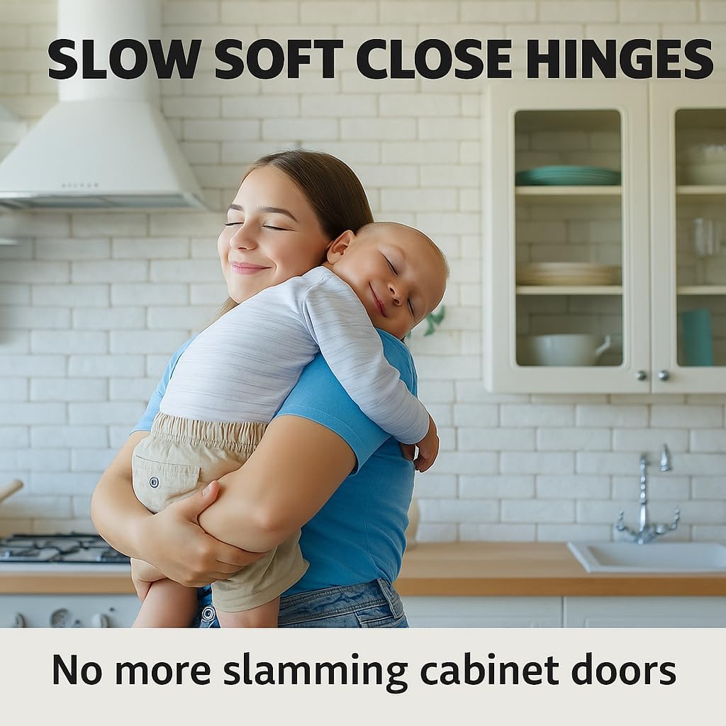 Full Overlay European Soft Close Cabinet Hinges Cabinets (10 Pcs) -105° Frameless Concealed Cabinet Door Hinge -5 Way