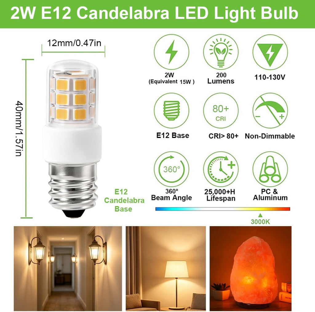 E12 C7 Salt Himalayan Lamp Bulbs, 2W C7 LED Night Light Bulb