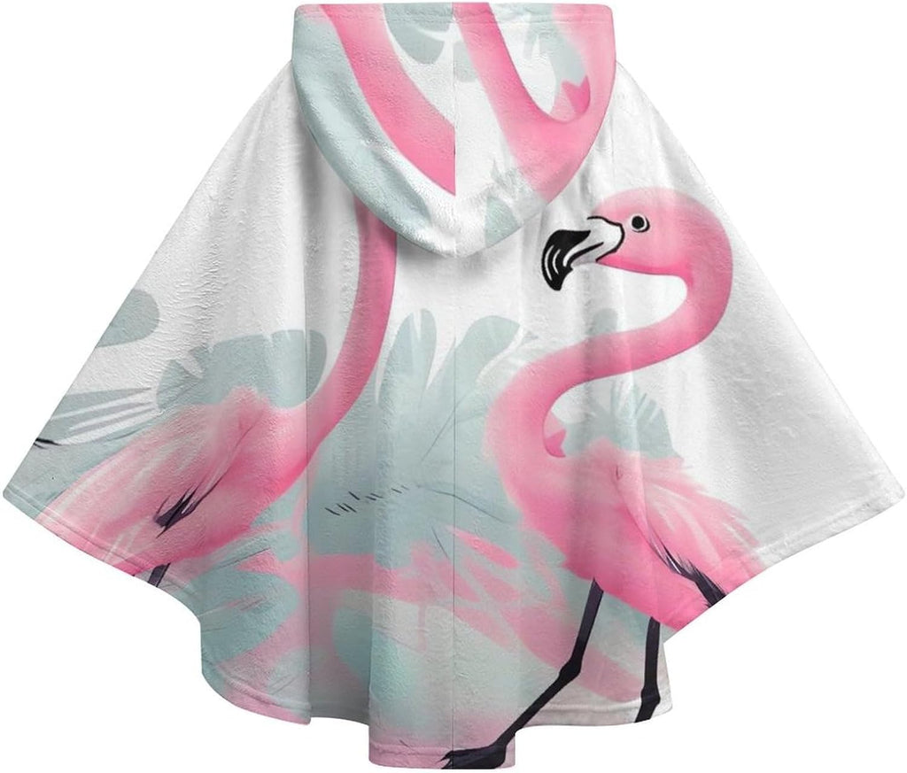 Love Flamingo Wearable Blanket Hoodie Flannel Hooded Blanket | Sweatshirt Oversized Cozy Sweater Gift