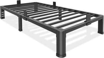 10 Inch Low Bed Frame with Round Corner Legs, 3500 LBS Heavy Duty Low Profile Metal Platform, Steel
