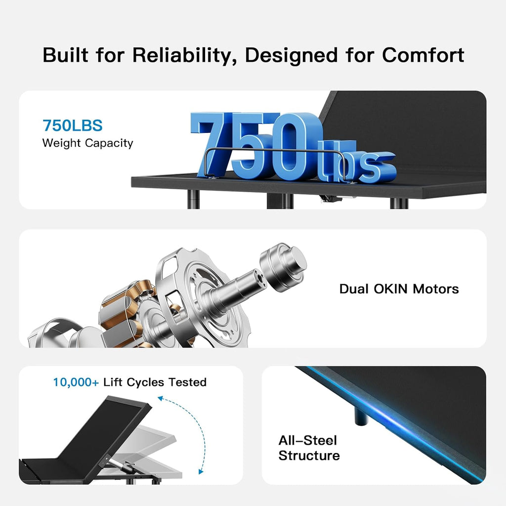 Split King Adjustable Bed Frame with Massage, Electric Bed Base with Head & Foot Incline, USB-A & USB-C Ports, LED