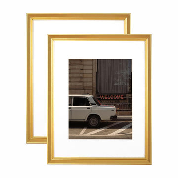 11x14 Picture Frame Gold 2 Pack, Display 11x14 without Mat or 8x10 with Mat, Wall Gallery Photo Frames