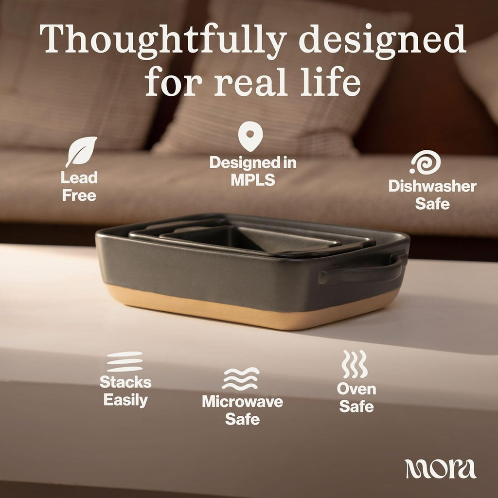 Ceramic Baking Dish with Handles For Casserole, Lasagna, Gratin, Broiling, Roasting, and Baking. Large 9x13 in Pan