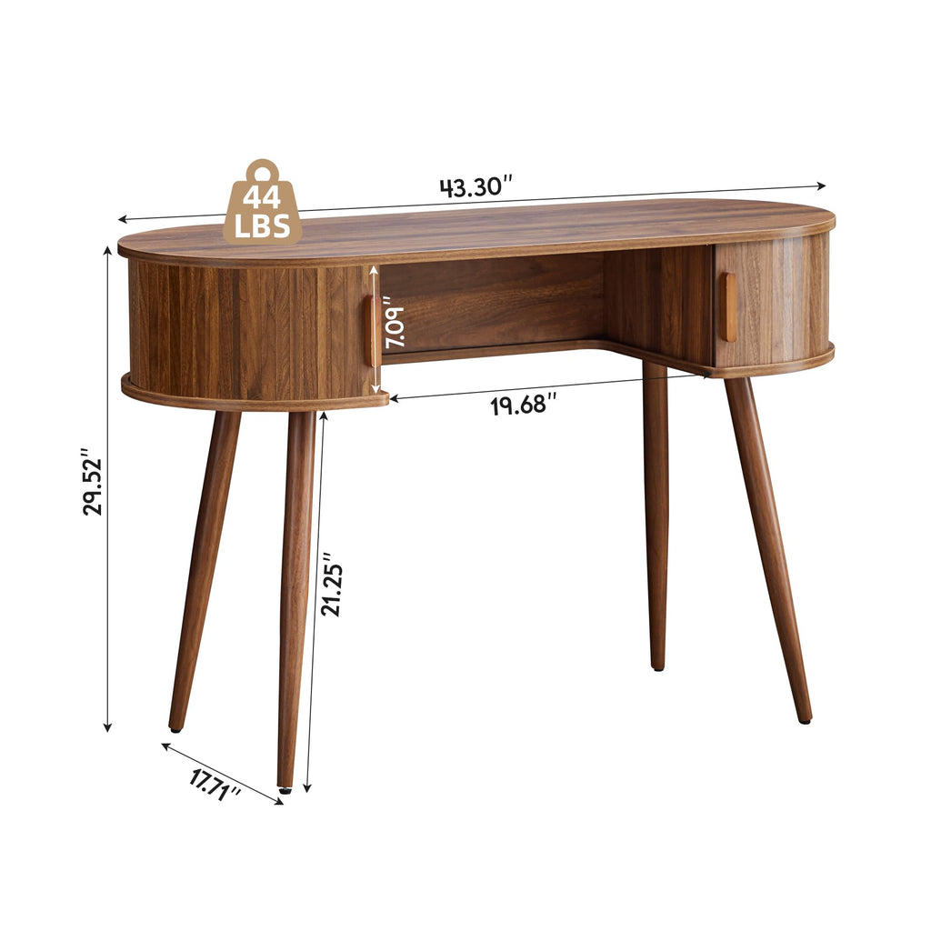 43" Oval Fluted Home Office Desk, Small Computer Desk Writing Desk