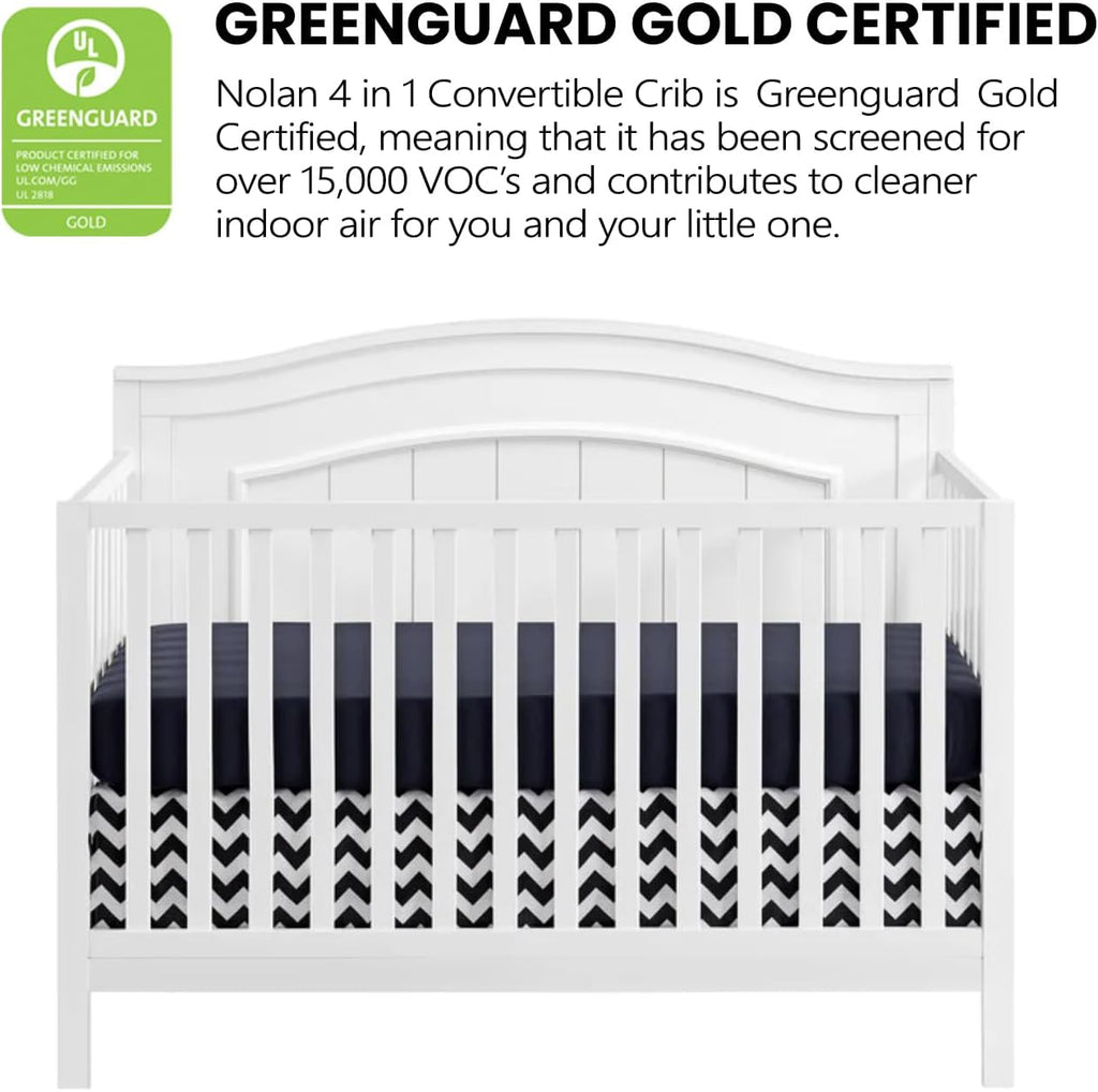 4-in-1 Convertible Baby Crib, Snow White, GreenGuard Gold Certified