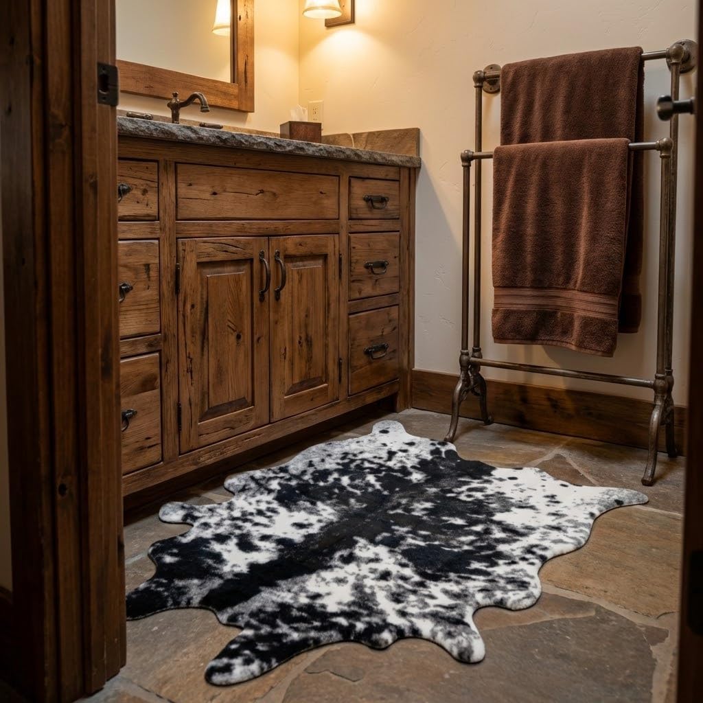 Faux Cowhide Rug Cow Print Rug Western Cowhide Area Rugs (Black and White, 2. .1ft)