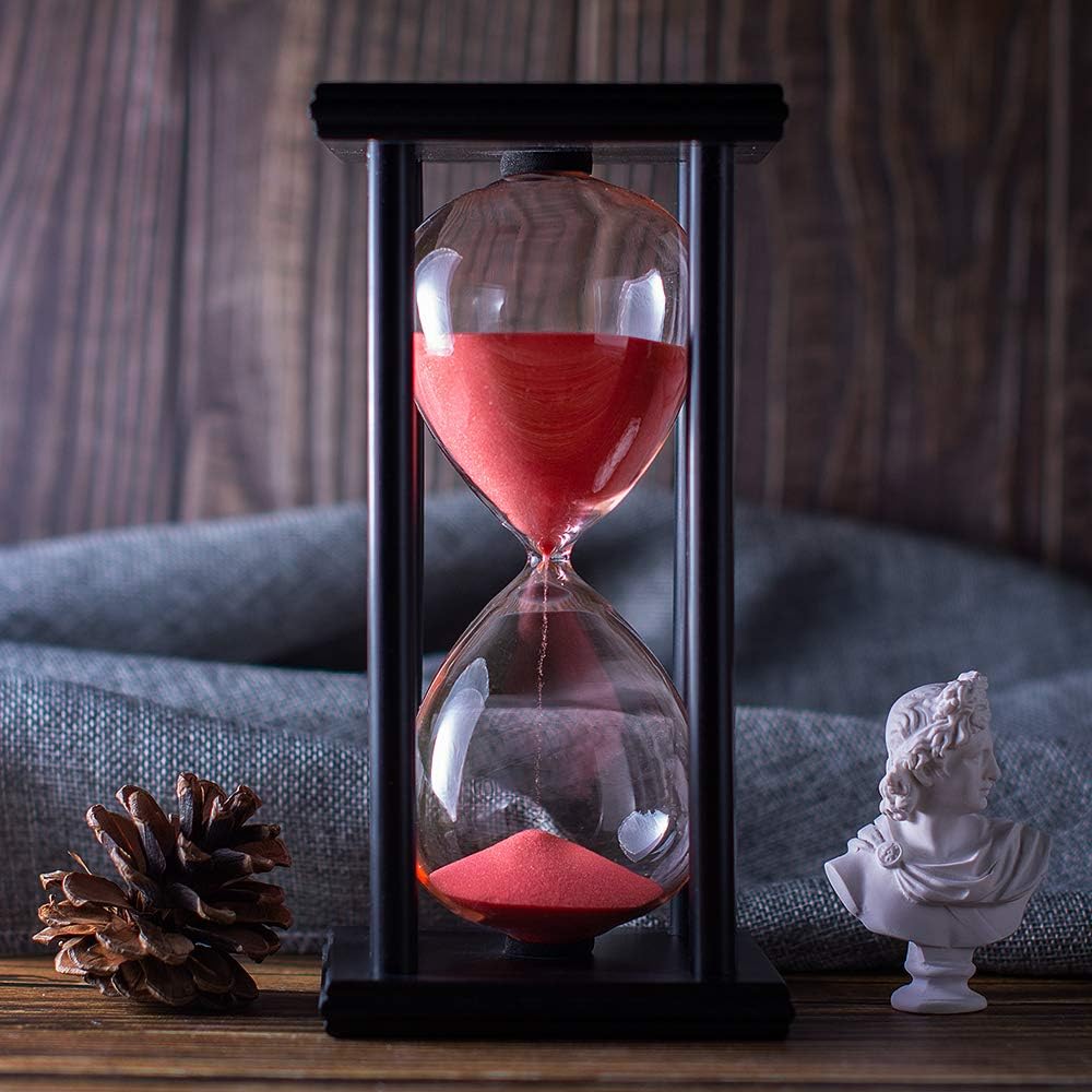 Hourglass Timer with Red Sand, 60 Minute Wooden Sand Timer