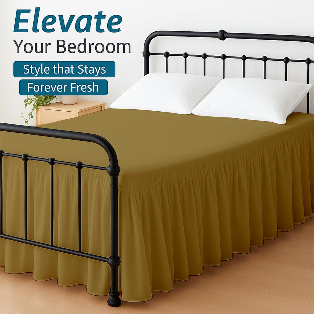 Ruffled Bed Skirt with Split Corners, Gathered Style, 100% Microfiber, 16-Inch Drop, Dust Ruffle Bedskirt with