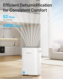 Dehumidifier for Basement, 52 Pints Dehumidifiers for Bedroom Bathroom Large Room Home