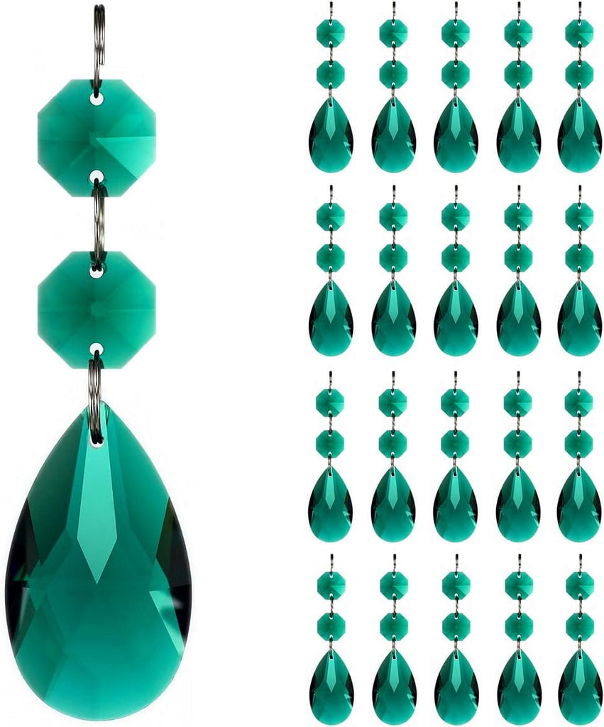 20pcs Teardrop Chandelier Lighting Crystal Pendant Accessories - Almond Prism Pendant Connected Glass Octagon Beads