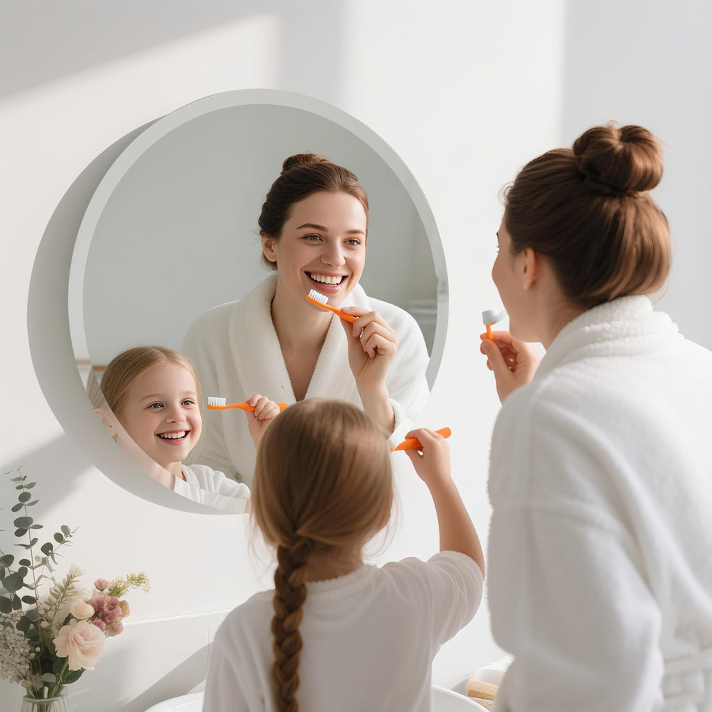 30 Inch Round Frameless Bathroom Mirror, Beveled Round Mirror