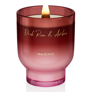 16.6oz Natural Soy Large Jar Candle with Wooden Wick | Dark Rose Amber Scent | 95-Hour Burn & Long-Lasting Burn