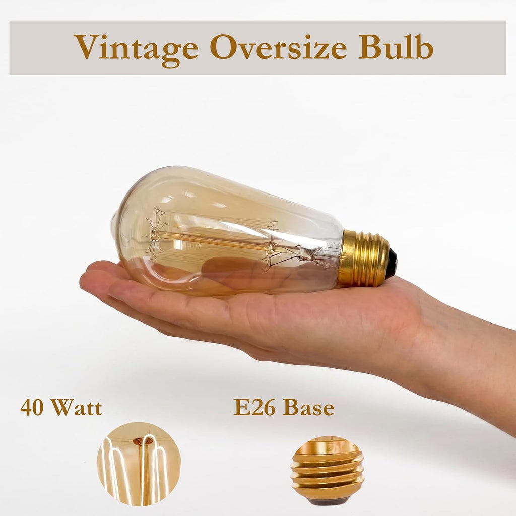 Dimmable ST64 Incandescent Edison Light Bulbs, Vintage Amber 40W E26 4-Pack