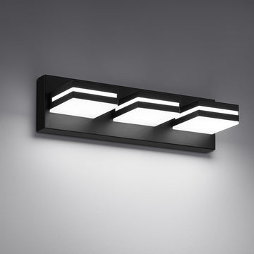 Modern LED Small Black Acrylic Bathroom Lights Fixtures 3-Light | Wall Lighting,Vanity Lights Over Mirror 6000K