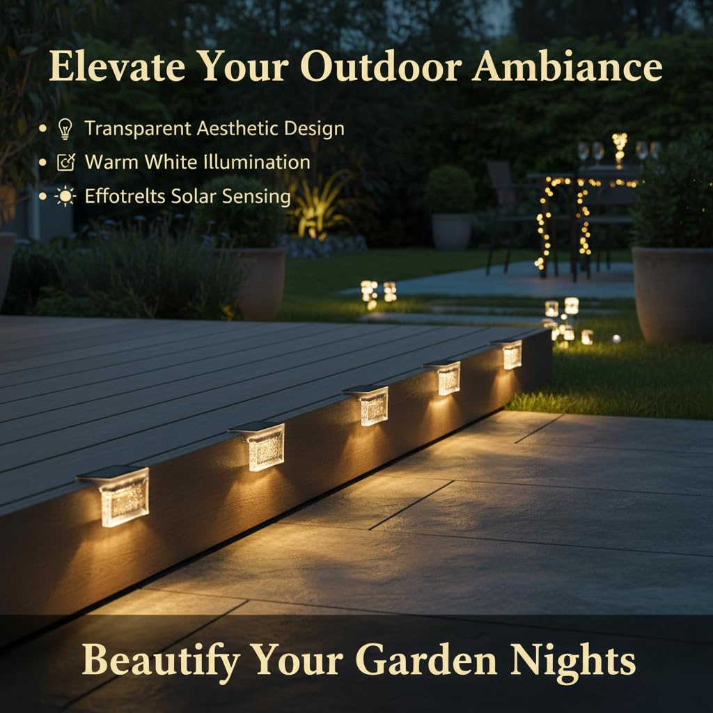 Solar Deck Lights Outdoor, Fence Lights Waterproof LED for Stairs