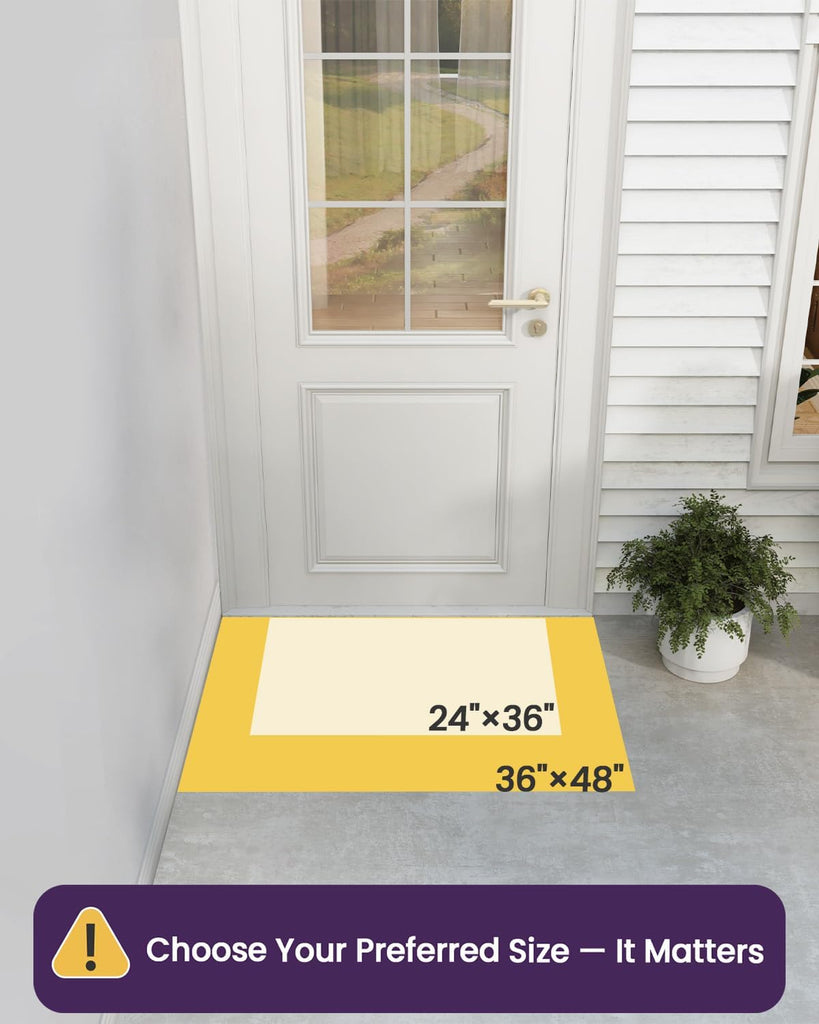 Door Mat Outside Entrance 24x36, Heavy Duty Rubber Doormats, Black | Non-Slip Low-Profile, Traps Dirt Outdoor Mat