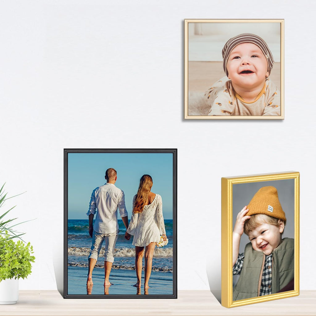 5x7 Matte Black Aluminum Picture Frame 2 Pack HD Glass Wall & Tabletop