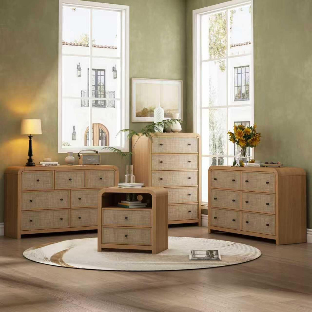 2 Drawer Tall Dresser, 23.6'' Rattan