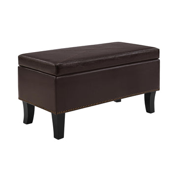Designs4Comfort Winslow Storage Ottoman Bench 32" - Transitional Upholstered Footstool & Seat, & Bedroom, Espresso