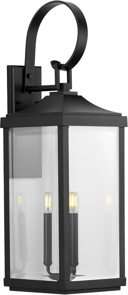 Gibbes Street 3-Light Outdoor Wall Lantern with Clear Beveled Glass - Textured Black