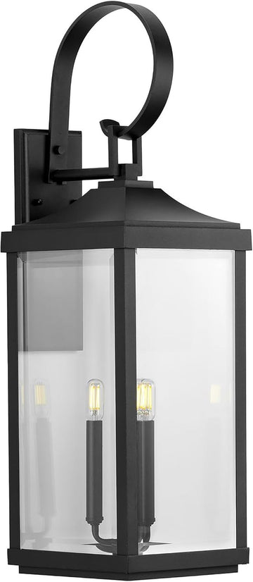 Gibbes Street 3-Light Outdoor Wall Lantern with Clear Beveled Glass - Textured Black