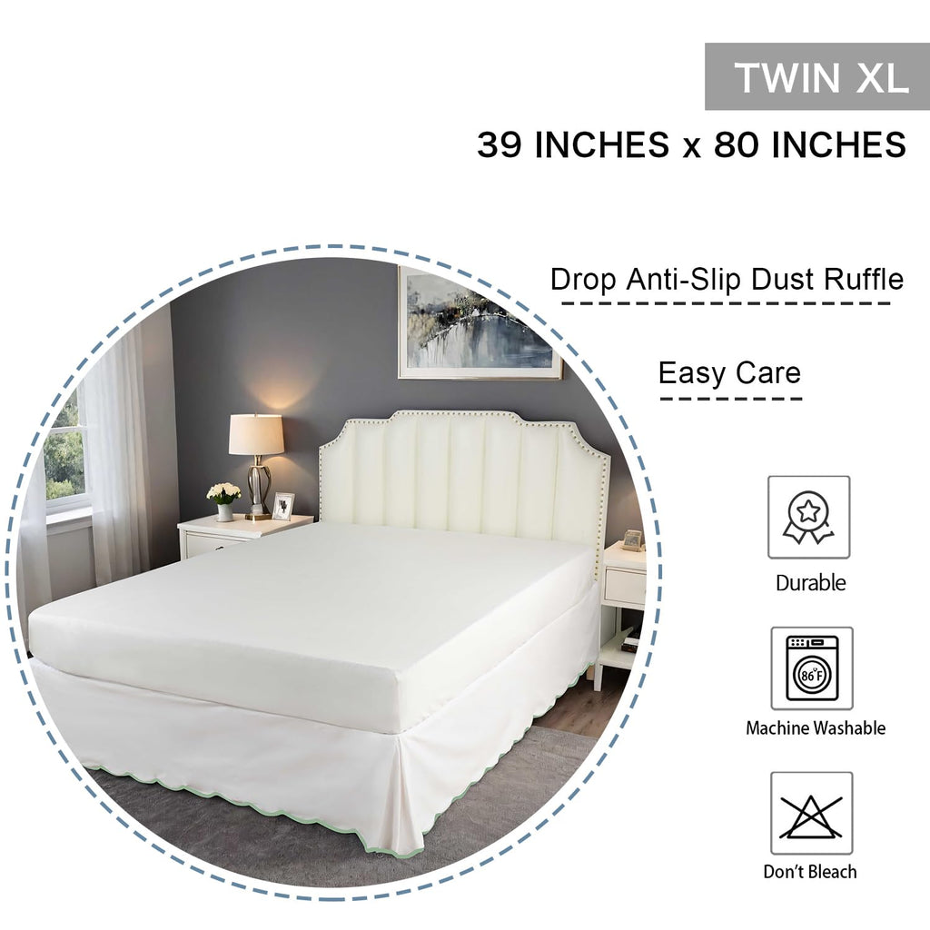 Chic 14'' Twin BedSkirts Scallop Edge Pleated Dust Ruffle
