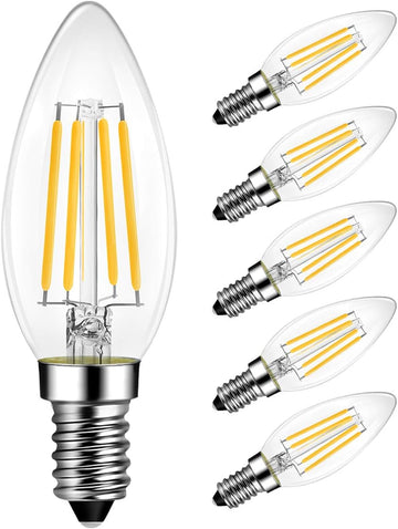 E12 Candelabra LED Bulb Dimmable, 2700K B11 Candle Light Bulb,6 Pack