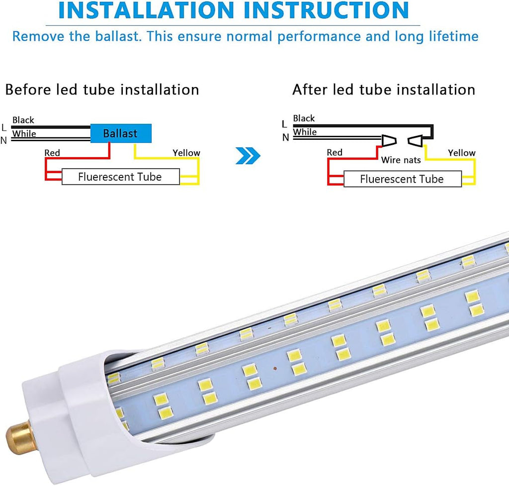 (Pack of 10 8 Foot LED Bulbs,150W 18800lm 6000K, Super Bright, T8 T10 T12 LED Tube Lights, FA8 Single Pin LED Lights
