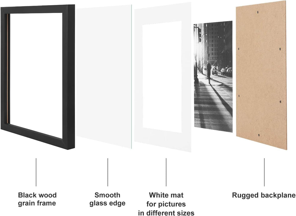 Picture Frames, Collage Photo Frames Set of 7, One 11x14, Two 8x10, Four 6x8 Frames, Wall Gallery or Table