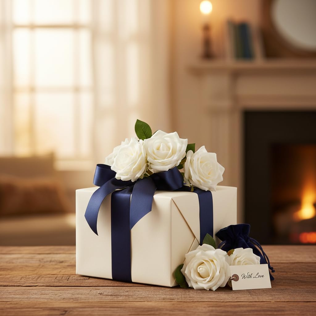100 Pcs White Rose Artificial Flowers Bulk, Ivory Silk Fake Roses with Long Stem for Wedding Decoration, Bridal