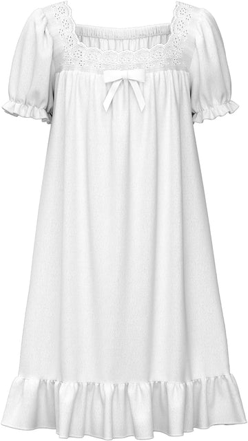 Girls Nightgowns Silky Vintage Pajamas Dress for Kids
